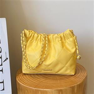 Soft leather large capacity fashionable pleated chain shoulder bag