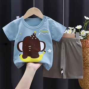 Summer children's short sleeved shorts set, pure cotton t-shirt for boys and girls