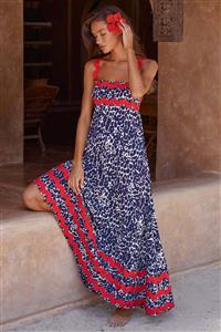 Hanging strap long skirt printed long dress for women